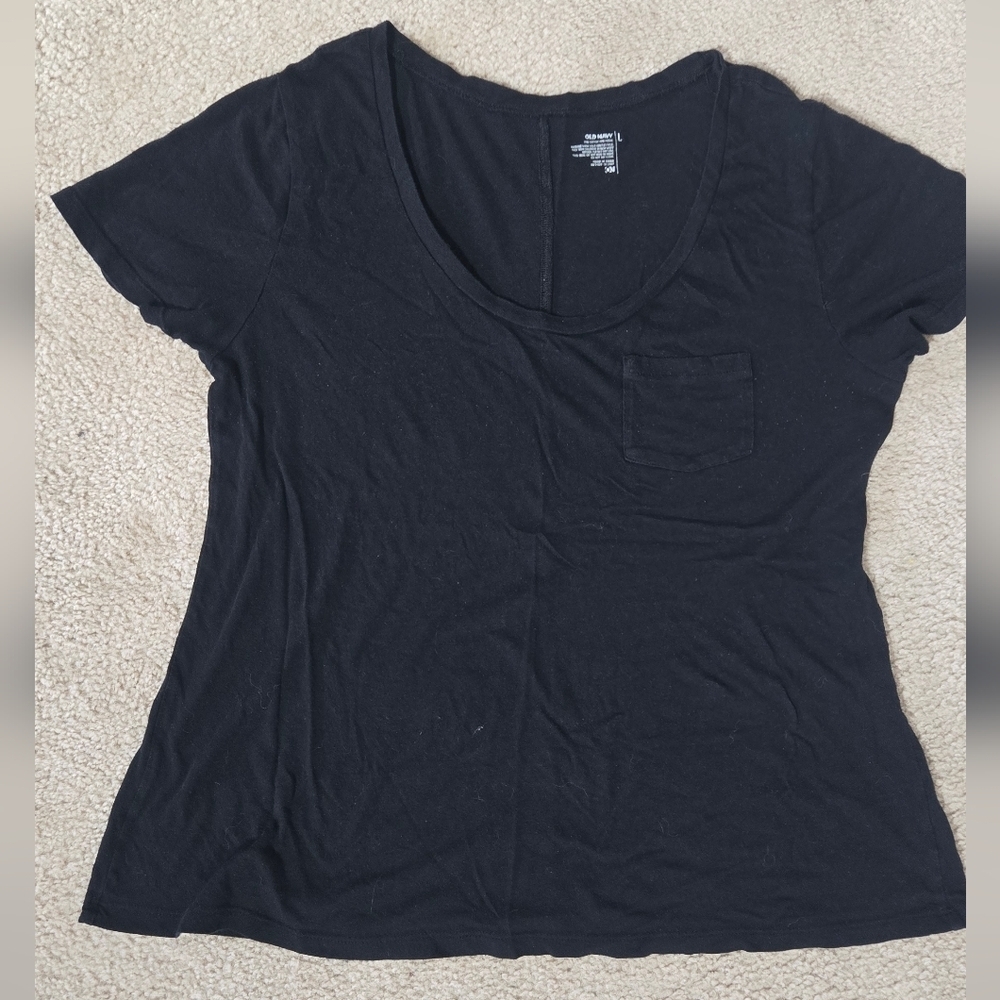Old Navy Black Pocket Short Sleeved T-Shirt Size Large